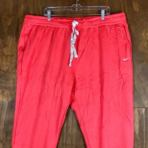 Nike Womens Sweatpants Coral Dry Fit Pull On Therma Anke Zip Jogger Stretch 2X - Picture 2 of 14